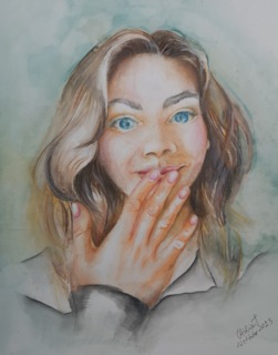 Porträtt i akvarell pennor
